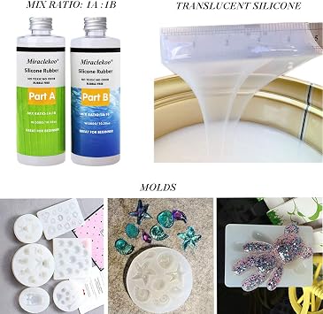 Silicone Mold Making Kit Liquid Silicone Rubber 15A Platinum Silicone Translucent Mold Making Silicone for Resin Molds, Resin Casting, Silicone Molds (21.16 oz)