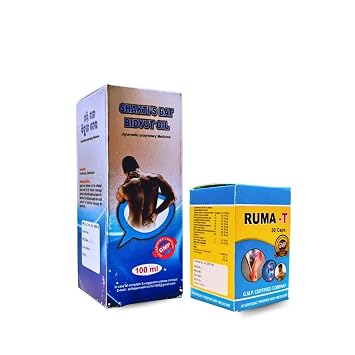Ayurhub Shakti s Bat Bidyut Oil & Ruma T Capsule | Bat Pain Dard Relief | 30 Caps + 100ml | Combo Pack