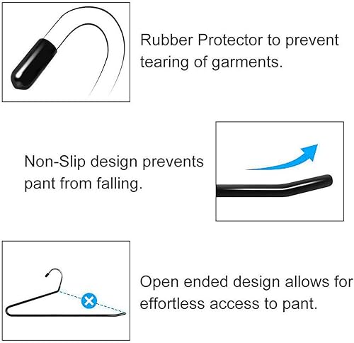 Miniatura 5 de Perchas de metal antideslizantes para pantalones, paquete de 20 perchas de jeans con extremos abiertos, para ahorrar espacio, colgador de cuello