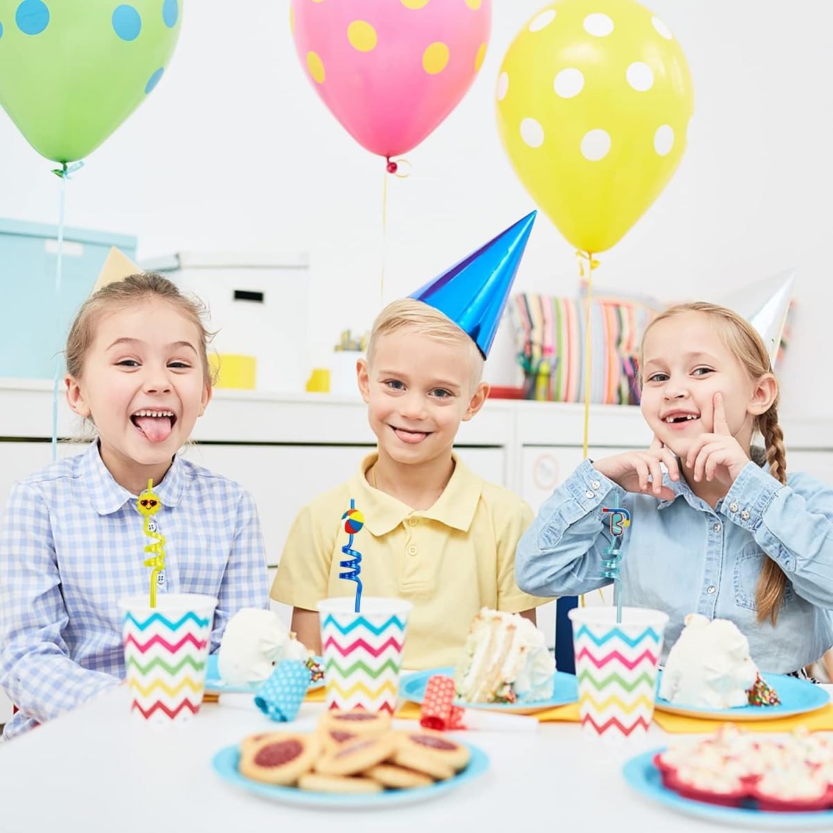 Pailles Réutilisables Colorées En Spirale - Lot De 8 - Sans BPA - Pour Fête, Anniversaire, Décoration