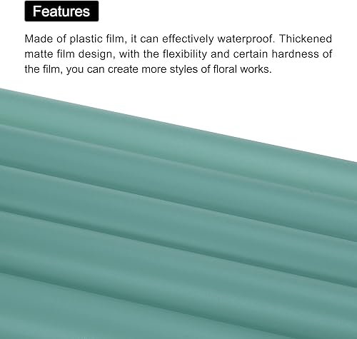 Miniatura 4 de MECCANIXITY 10 piezas de papel de regalo de flores con borde dorado, turquesa, 22.8 x 22.8 pulgadas, impermeable, para suministros de ramo de