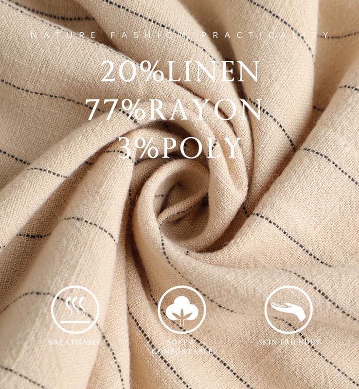 Les umes Womens Wide Leg Pants High Waist Linen Rayon Blend Harem Trousers Plus Size with Pockets Elastic Waist Casual Summer