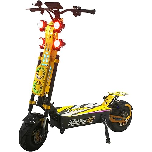 72V 40AH 10000W Foldable Dual Motor Electric Scooter for Adults with Seat 68MPH 95-Mile Range 13" Off-Road Tires Hydraulic Brakes LCD Large Screen LG Battery for Commuting/Night Riding