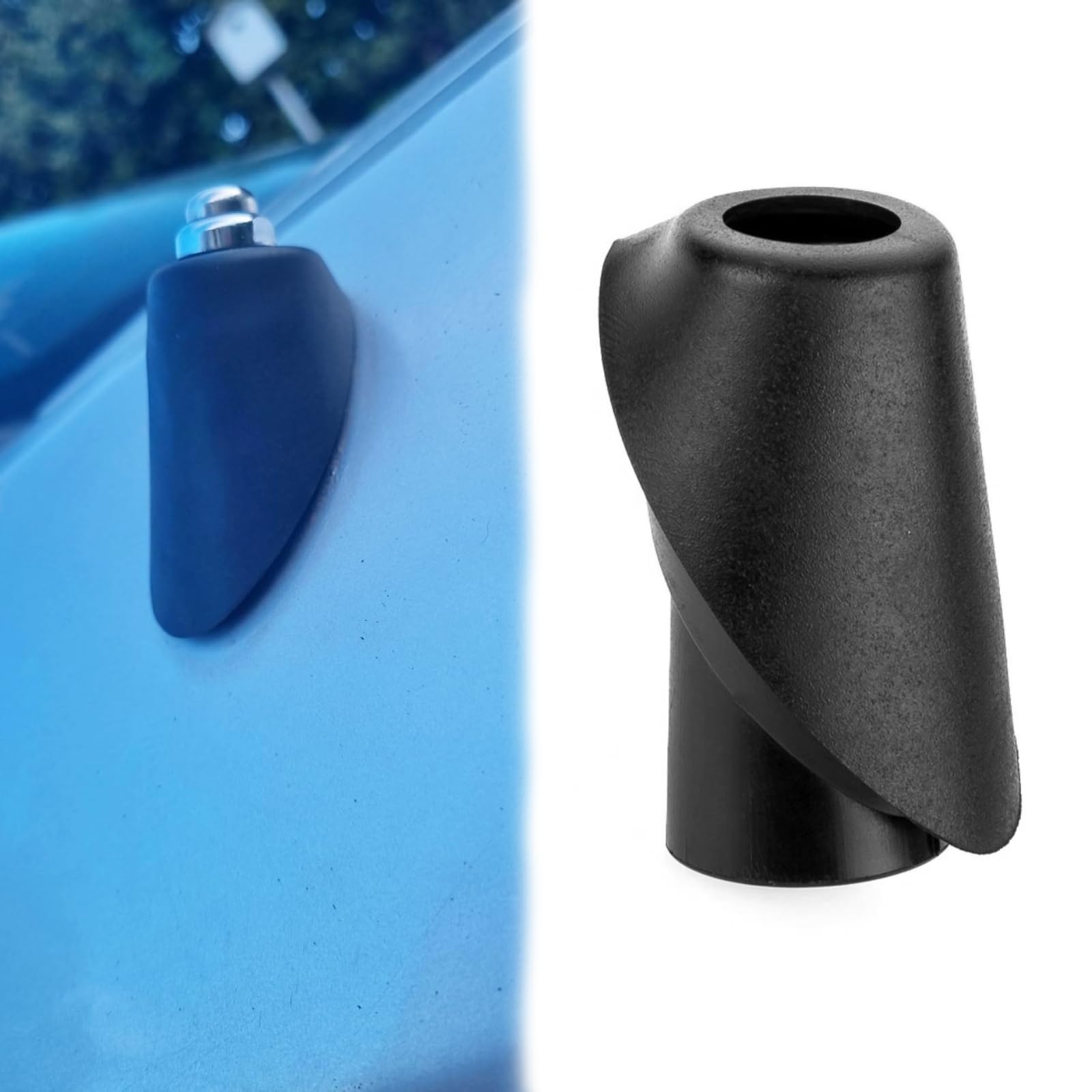 Twowinds - Guarnizione Base Antenna Radio A1248270898 Compatibile con Mercedes Benz W124 A124 C124 (1984-1996) - A1248270798 - Guarnizione Cappuccio in Gomma per Antenna (2 pezzi incastrabili, Nero)