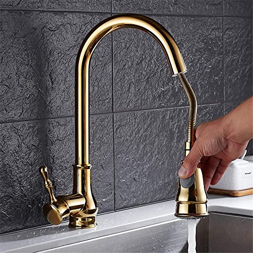 Mélangeur eau froide évier extractible dorée douchette rotatif 360 - 2