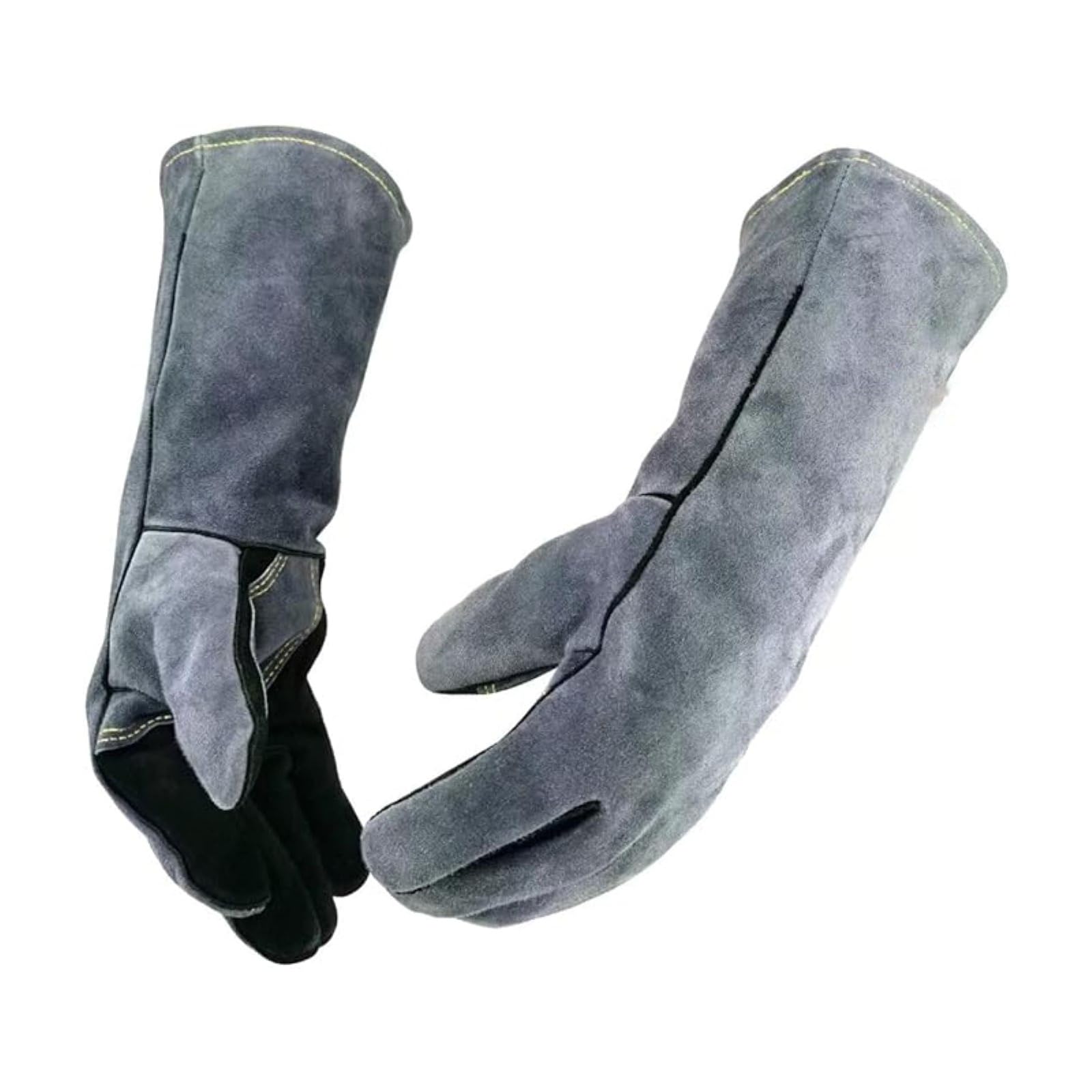 Genérico Compatible con guantes de soldadura resistentes al calor, equipo de mano profesional for trabajos de soldadura Tig Mig(Black gray 14Inch)