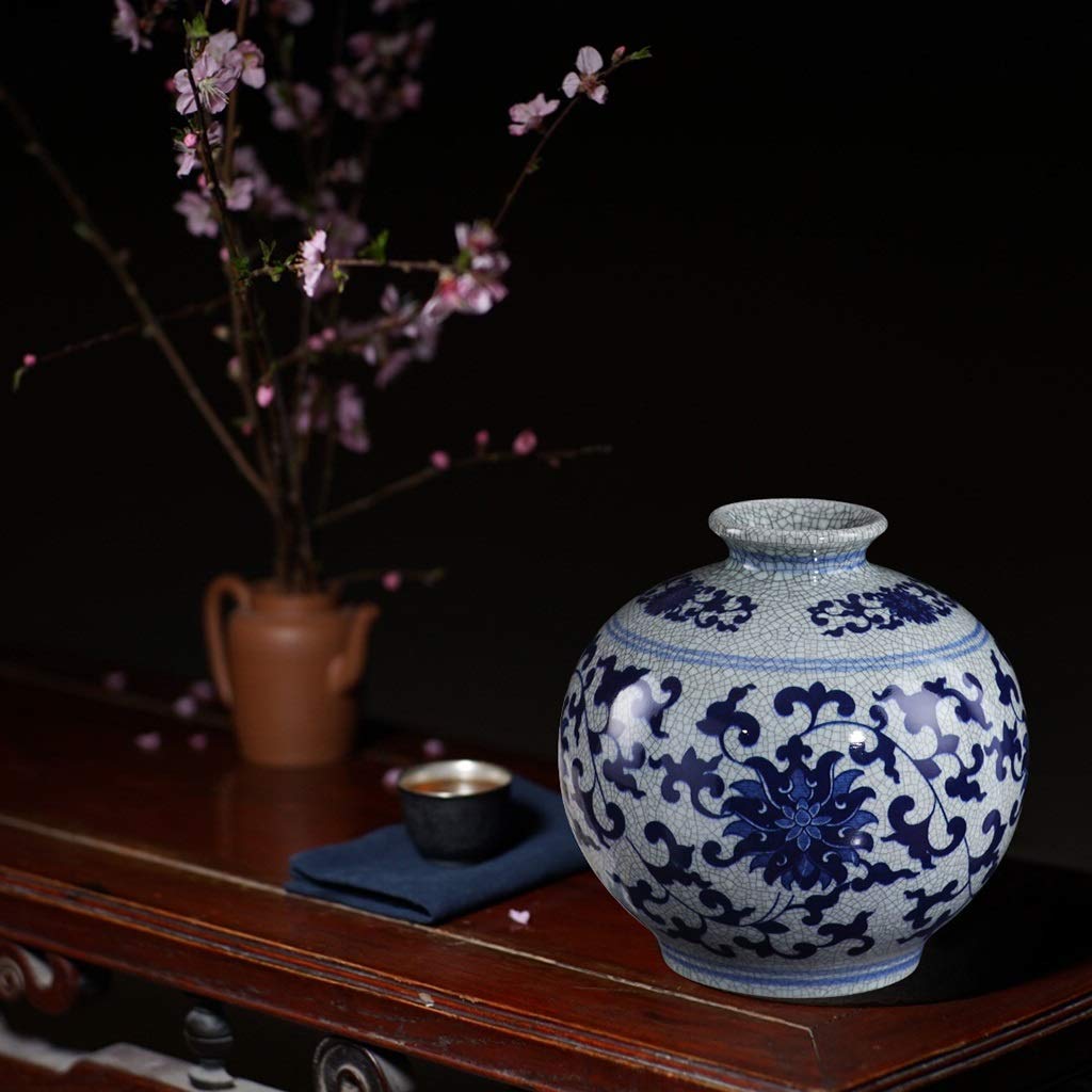 Amazon.co.jp: 陶磁器アンティーク青と白の磁器の花瓶の装飾リビング