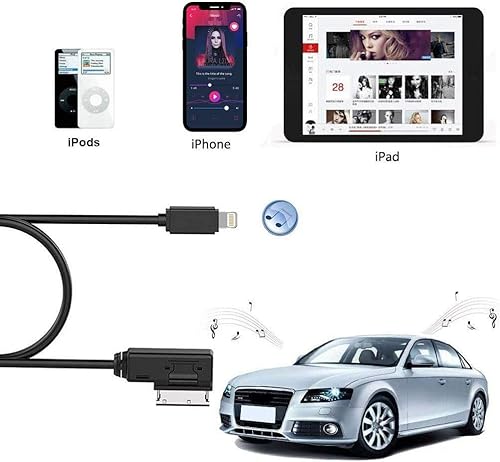 Miniatura 4 de Cable adaptador de carga de audio para automóvil compatible con Apple iPhone 12 11 Xs Max XR X 8 7 6 para Audi A3A4A5A6A8S4S6S8TT, AMI MMI MDI Aux
