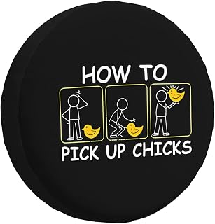 Funny Tire Cover How to Pick Up Chicks Chicken Lover Unique Design Spare Tire Protector for Car Truck Rv