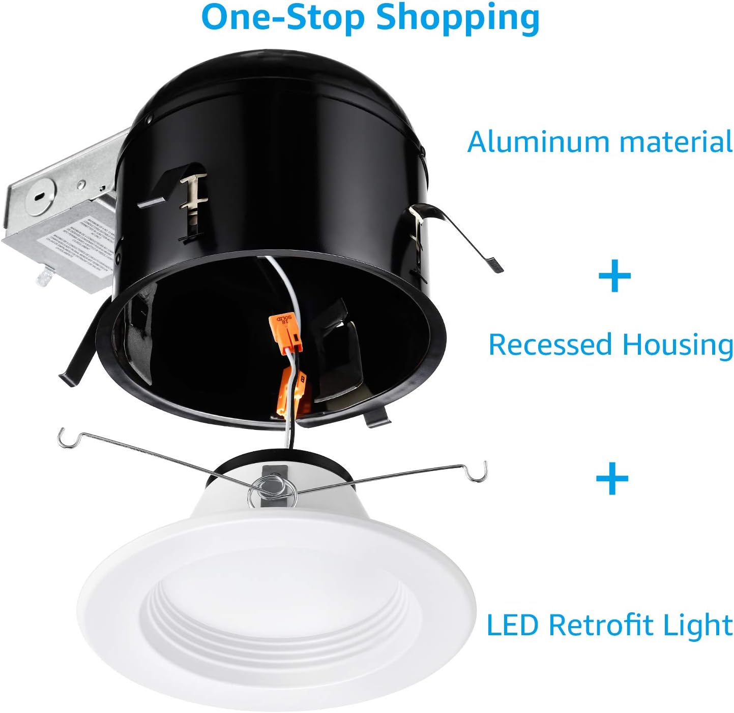 TORCHSTAR 6 Inch Remodel Recessed Housing(15W Recessed Downlights as Gifts), Can Lights for Ceiling, Air Tight Ceiling Can, 120V, 5000K, ETL&Energy Star Listed, Wet Location, Pack of 6