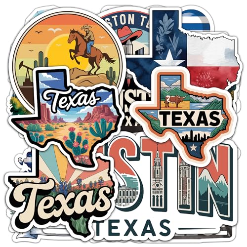 Texas Sticker 8 Pcs (Large Size) Vinyl Stickers Laptop Waterproof Decal for Car Bumper Water Bottle Notebook Luggage Window Party Birthday Decorations - Size 4 Inches