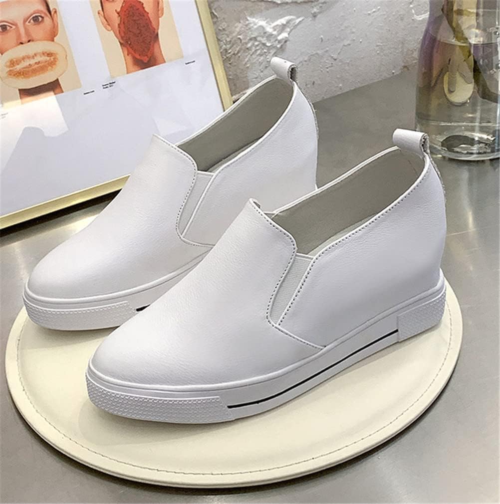 SATUKI Hidden Wedge Sneakers for Women Slip on Fashion High Heel Shoes Casual Platform Loafers