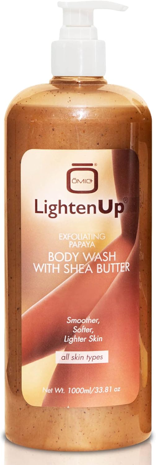 Omic LightenUp PLUS Exfoliating Papaya Body Wash with Shea Butter – 1000ml / 33.81 Oz