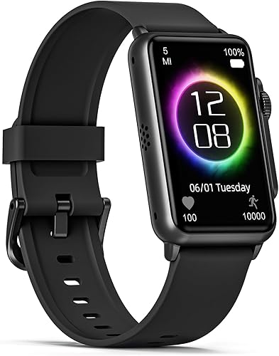 FITVII Monitor de salud y fitness, monitor de frecuencia cardíaca de presión arterial 247, reloj inteligente (responderhacer llamadas) con reloj de