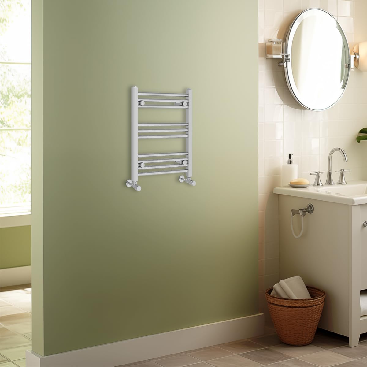 Warmehaus Straight Heated Towel Rail Radiator Rad 600x500mm Chrome