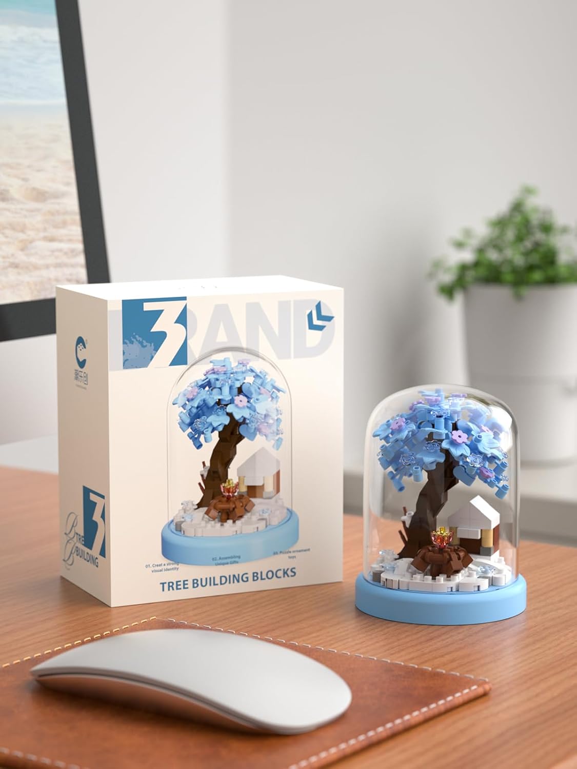 Winter Snow Tree House Bonsai Tree House Building Toy Flowers Set Ideas Building Blocks Complete with Dust Cover