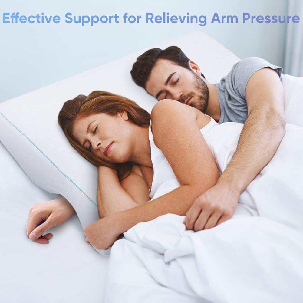 Arched Cuddle Pillow, Couple Pillow Slow Rebound Memory Foam Side Sleeper Pillow with Arm Hole for Couples Lovers, Cervical Neck Pillow Side Sleeper (Right)