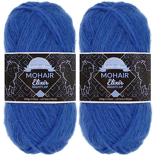 JubileeYarn - Ovillo de lana de mohair, mezcla de lana gruesa, 100 g/madeja, Curaçao Cooler, 2 madejas