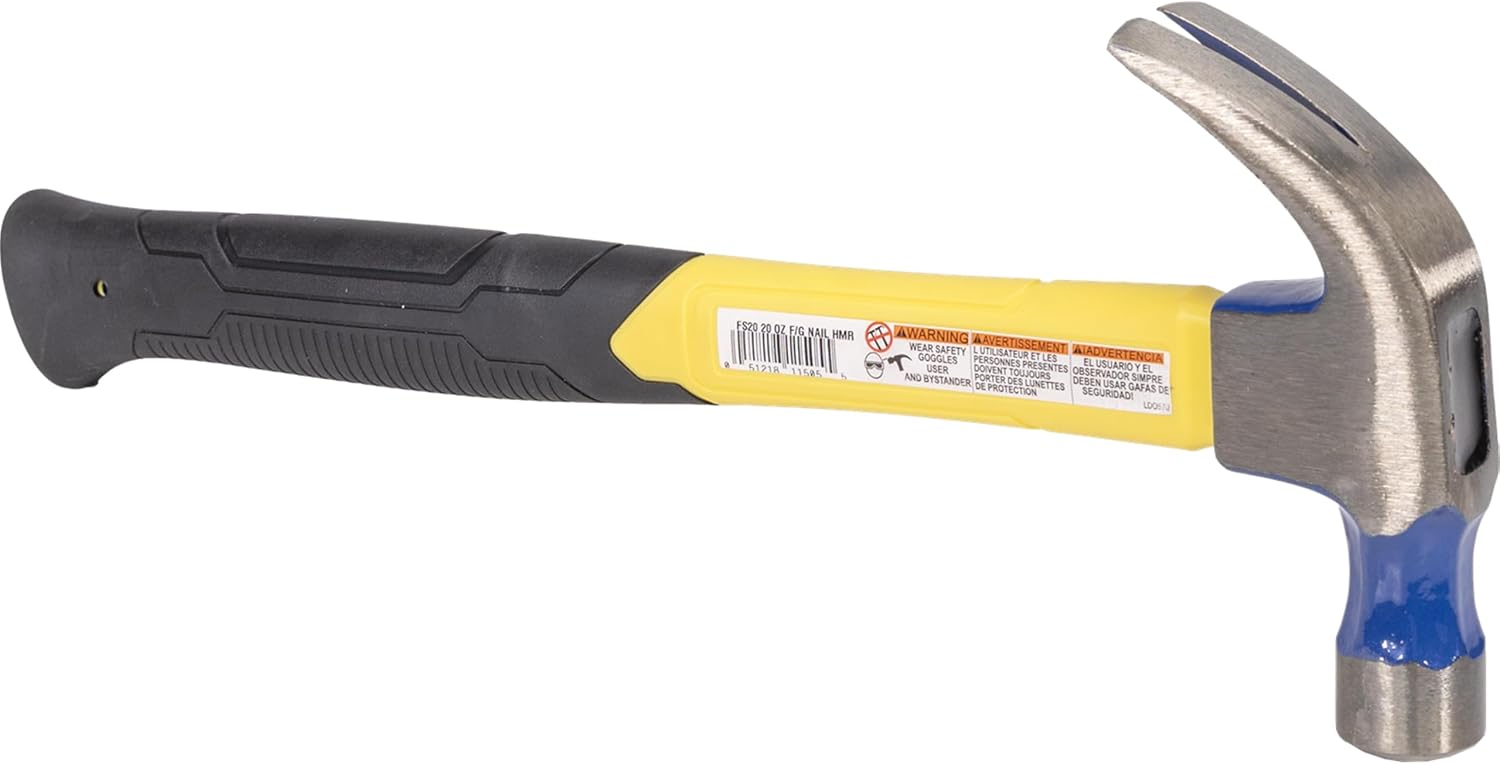 VAUGHAN Curved Claw Nail Hammer, Fiberglass Handle, 20 oz, Made In The USA, FS20, VN11505