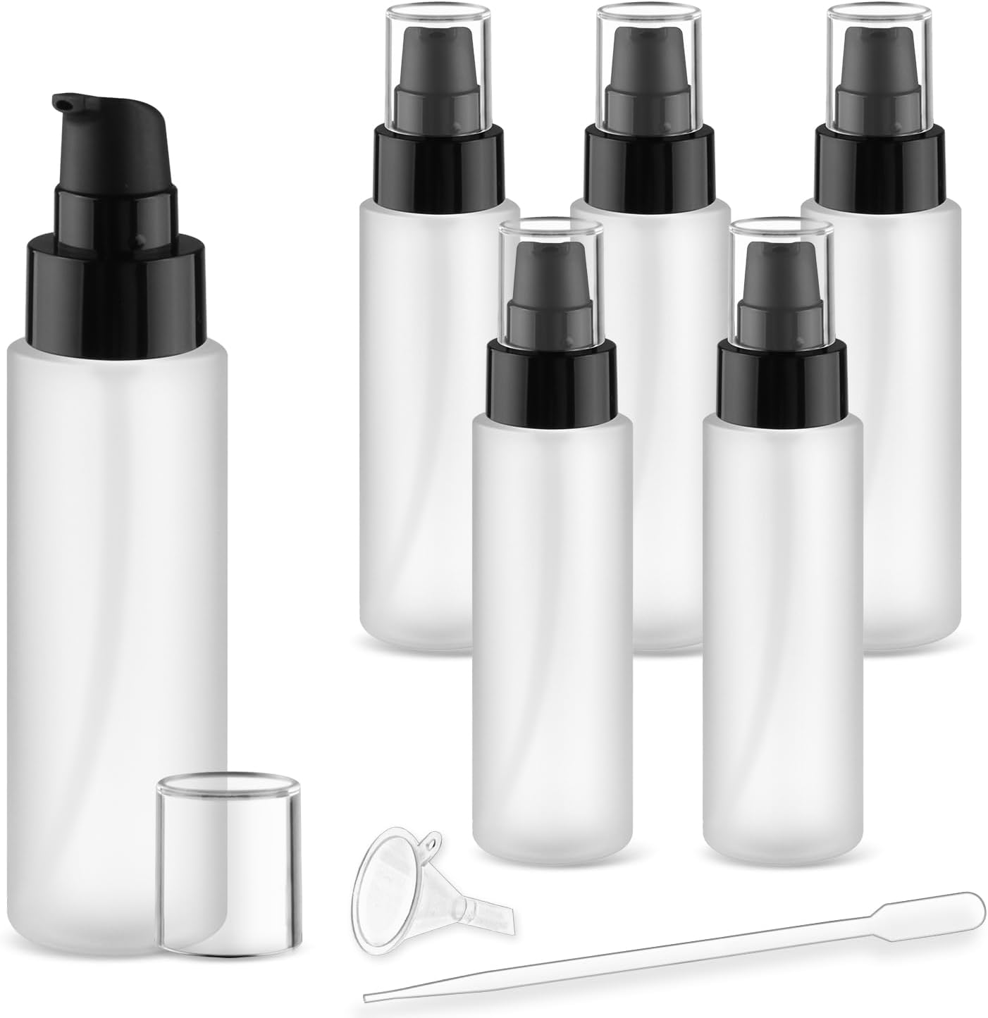 6 Pack 120ml/4oz Plastic Frosted Lotion Pump Bottles,Empty PET Shampoo Dispenser,Refillable Toiletries Containers for Serums,Emulsions,Essential Oil