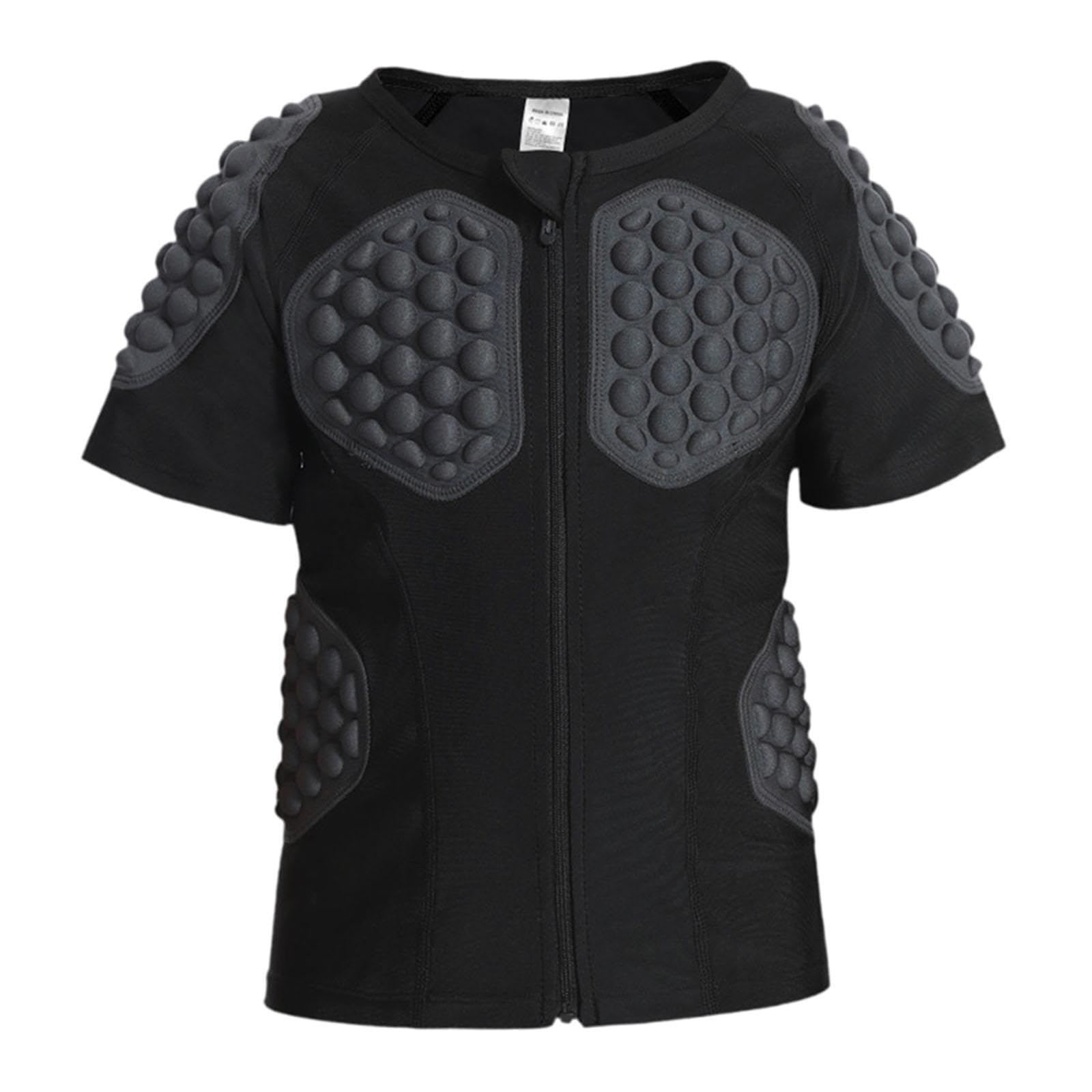 Camiseta Deportiva Acolchada Niños Protección Impacto Compresión EVA Transpirable Función Zipper Adecuada para Entrenamiento Rugby Baloncesto Ciclismo