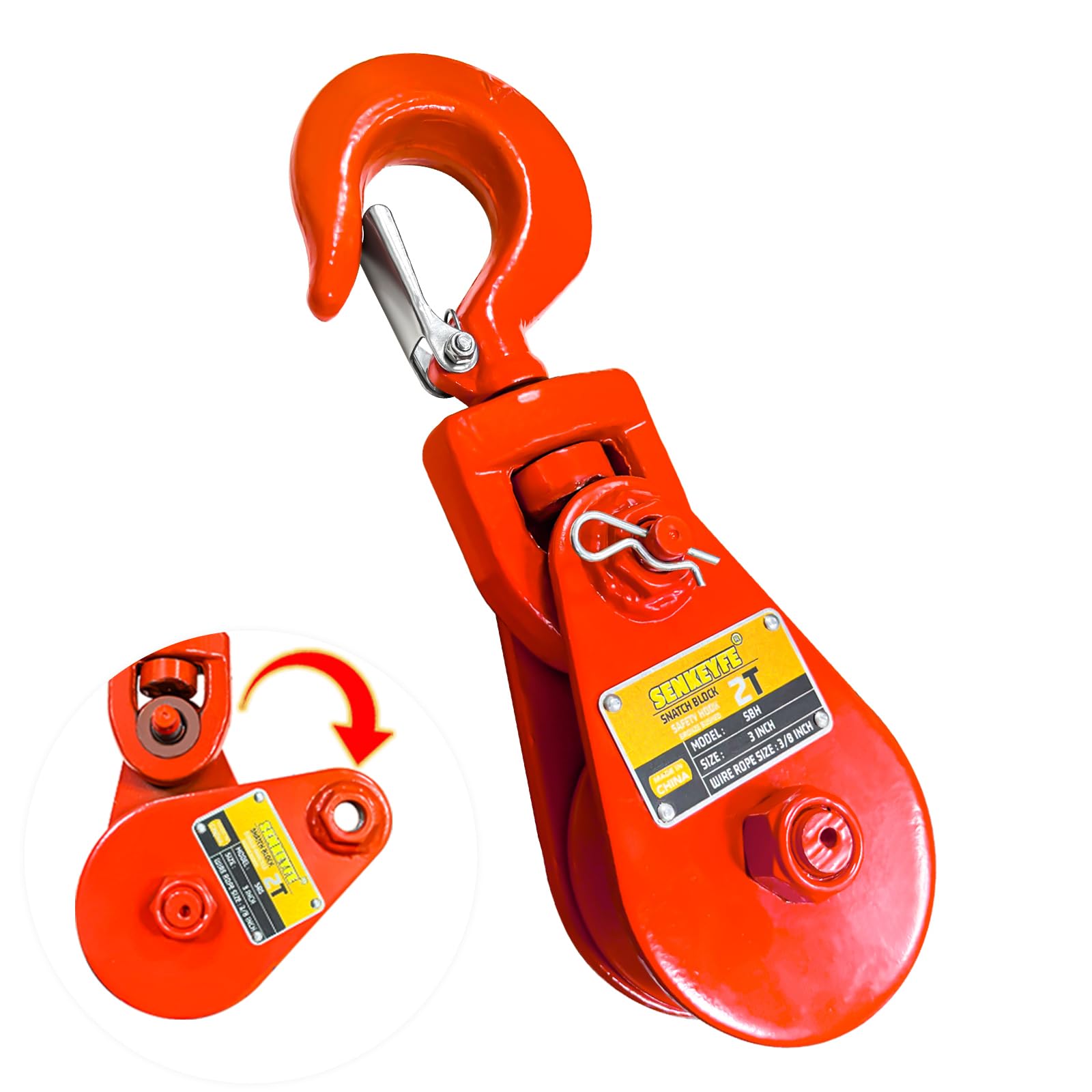 2本セット　W3.8 ROPE WANTKEY exclusive Amazon.com: SENKEYFE 2 Ton Snatch Block with Hook, 3