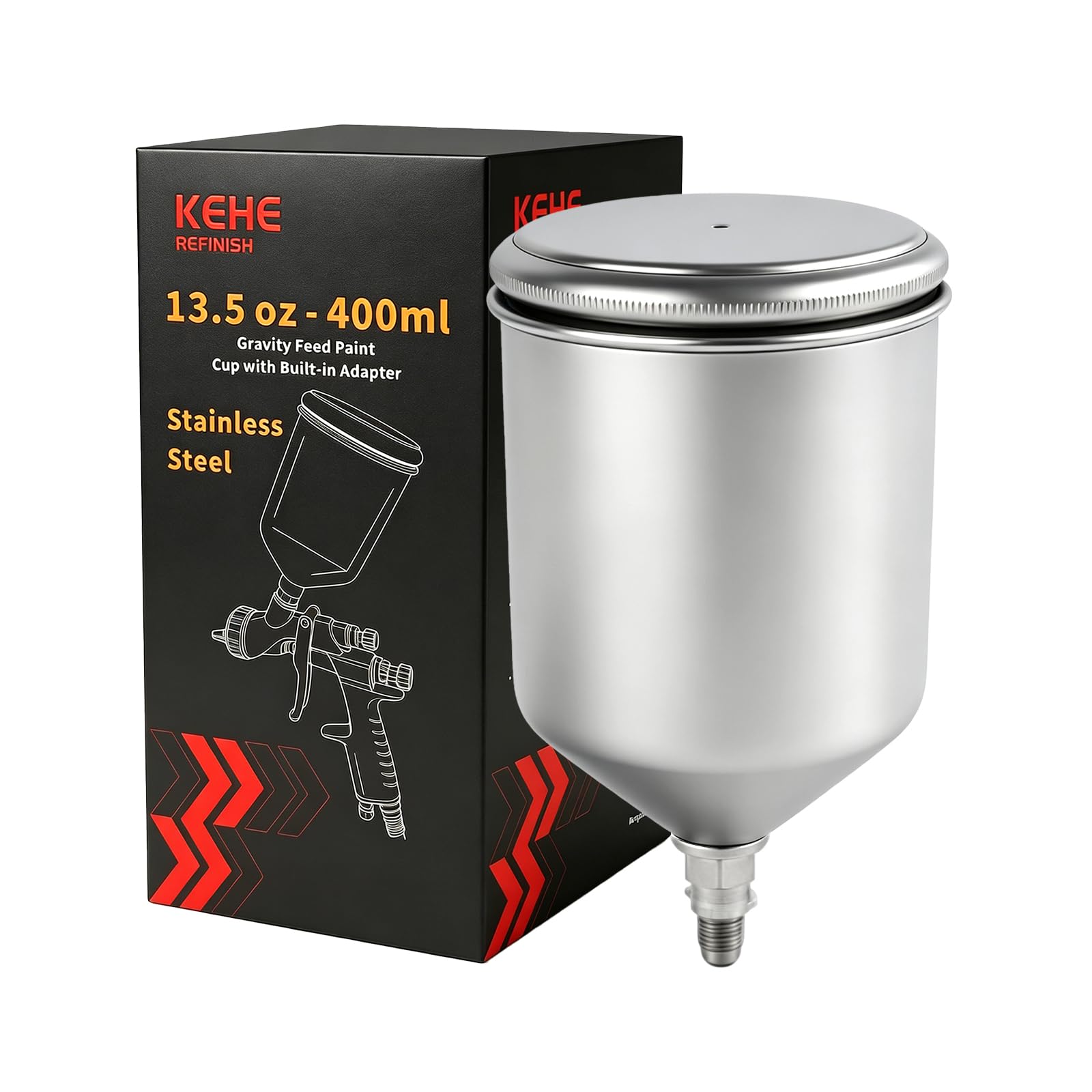 Photo 1 of KEHE REFINISH Stainless Steel Paint Cup for Spray Gun 115# for Select SATA mini Jet(10mm Male,1.0mm Thread Trapezoidal Thread)