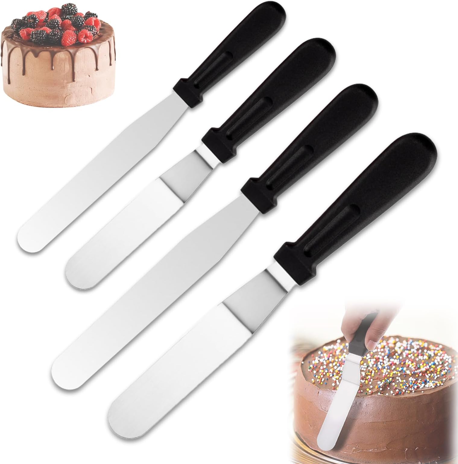Spatules Coudées à Patisserie - 3Pcs Spatule à Glaçage En Acier