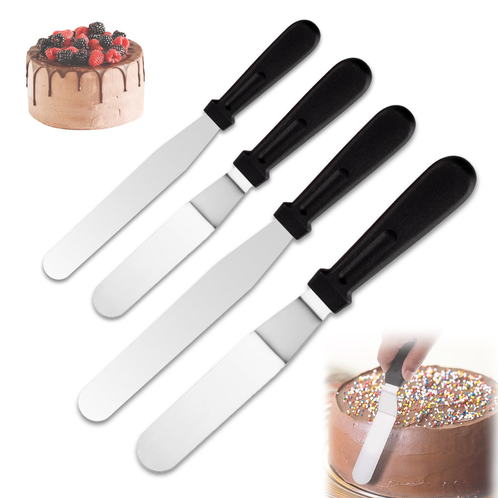 Set De 3 Spatules Mini En Acier Inoxydable Pour Glaçage Et Décoration De Gâteaux - Qualité Alimentaire, Longueur ~22 Cm - 3