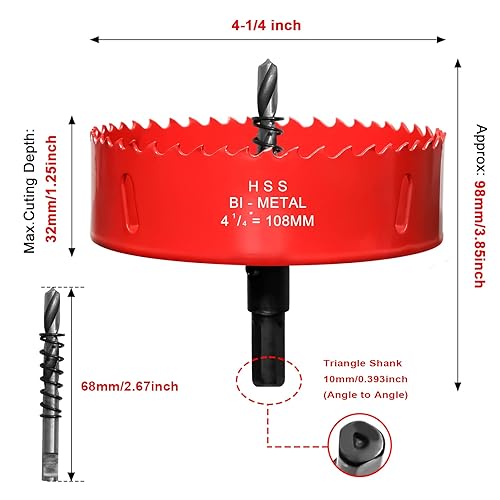 Vista 58 de Sierra perforadora de 2 3/4" (70 mm) para madera y plástico, broca de núcleo de cortador de agujeros bimetálico HSS para paneles de yeso, tableros