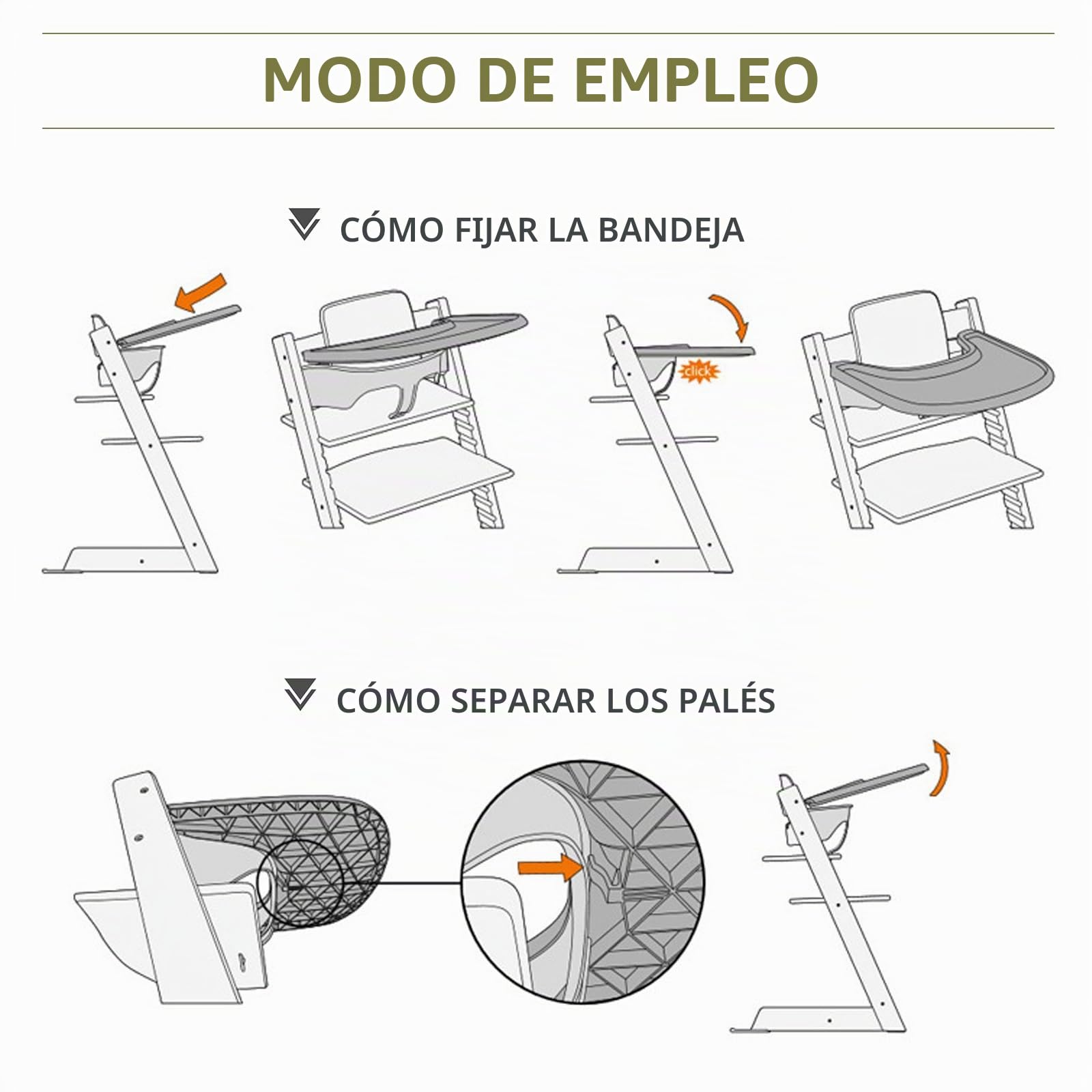 LIROPAU Bandeja para Trona, Bandeja Compatible con Silla Stokke Tripp Trapp, 100% Libre de BPA, Fácil de Montar, Accesorios para Trona para niños pequeños de 6 a 36 Meses - Blanco