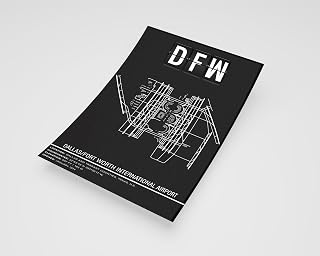 MG Global Modern Poster of DFW DallasFort Worth International Airport Map | 11x17 12x18 16x24 24x36 Minimal Unframed Print | Minimalism Wall Art Gift | Minimalist Home Office Decor