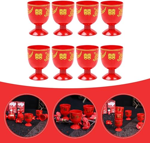 Miniatura 2 de Hemoton Oporto 8 unids Copa de vino tinto Copas para beber vino Retro Vasos de chupito chino tradicional chino boda boda antigua taza de vino para