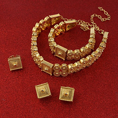 Br Gold Jewelry Ethiopian Chokers Necklace Bracelet Earrings Ring For Women Eritrea Habesha African #TOP3