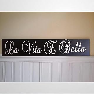 UFunhome Large La Vita E Bella Italian for Life is Beautiful Handpainted Wood Sign