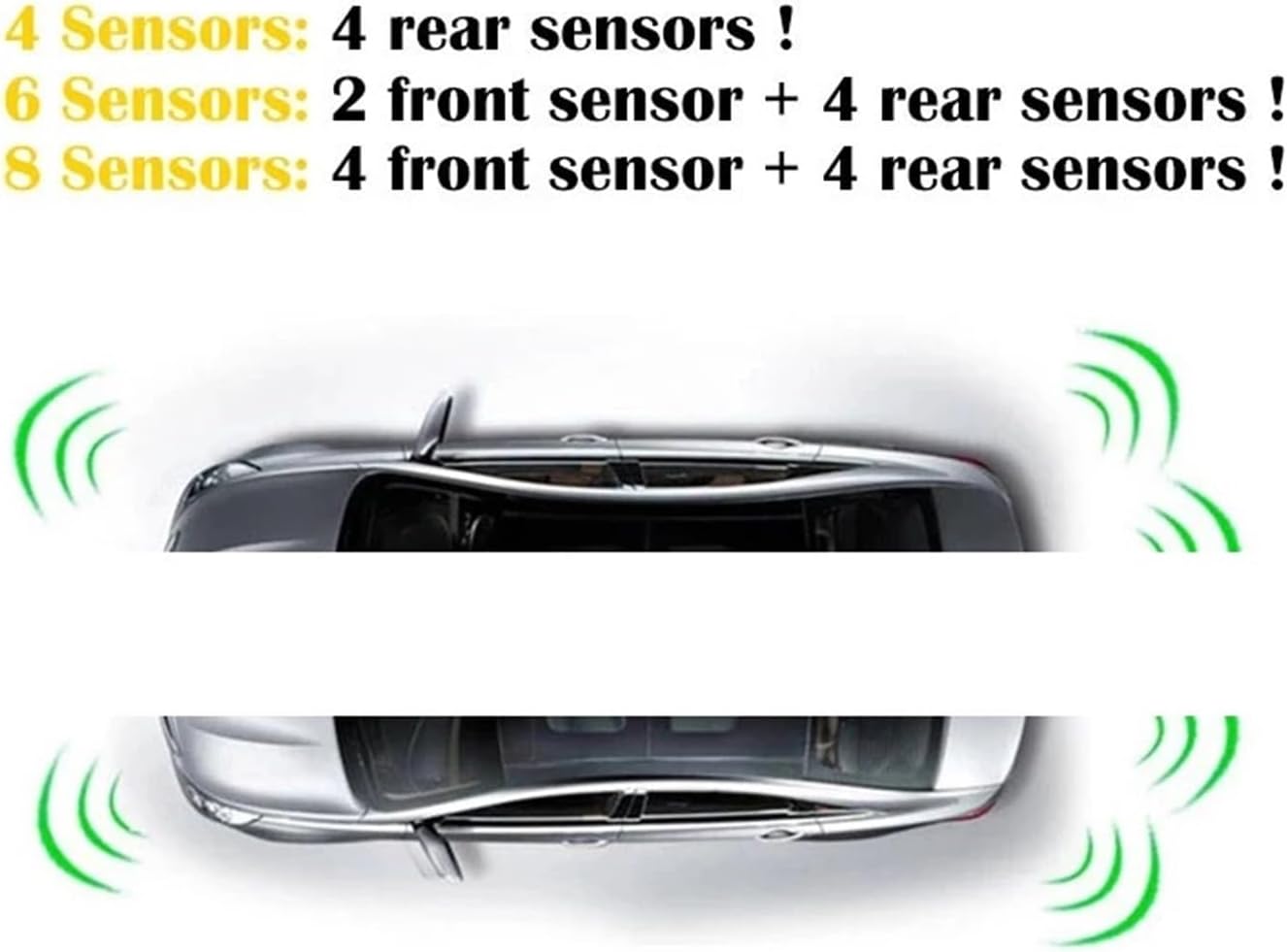 Multiple Radar Parking Sensor Kit Backlight Parktronic L-ed Display Backup Monitor Detector Assistant 4/6/8 Sensor Alarm(Champagne Gold,4 sensors)