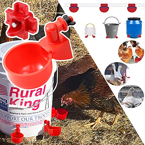 6 Chicken Water Cups And 6 Chicken Waterer Nipples With Drill Bit,Chicken Water Feeder Set,Automatic Filling Poultry Drinking Bowl For Chicken Duck Turkey Geese Quail #TOP1