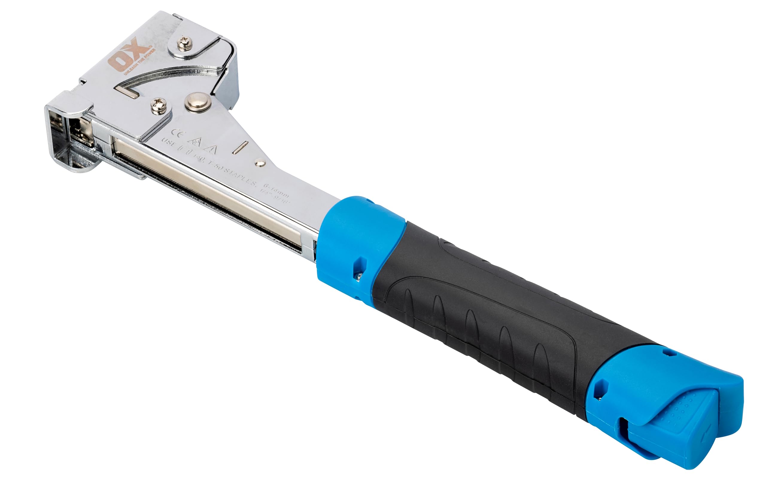 Ox Blue Pro Heavy Duty Hammer Tacker – Steel, Bottom Load, 6–14Mm Staples