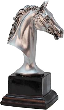 qiuqiu Animal Statues Statues Decoration Sports Resin Crafts Series Creative Fashion Silver Horse Head Resin Decoration