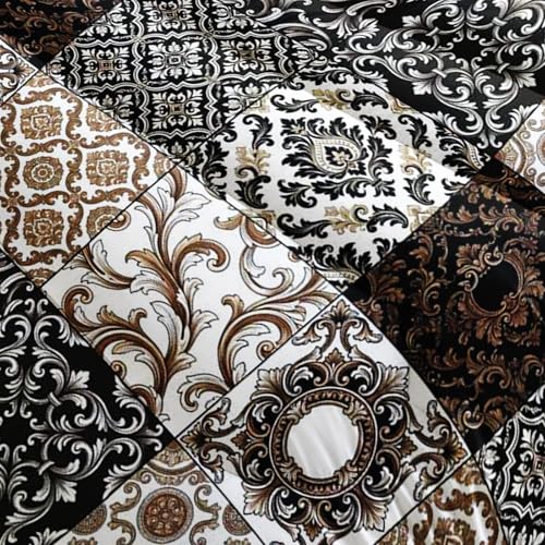 Image of AILONEN Brown Black Patchwork Comforter Set Full Size, Vintage Geometric Boho Bedding with 2 Pillowcases, Soft Microfiber