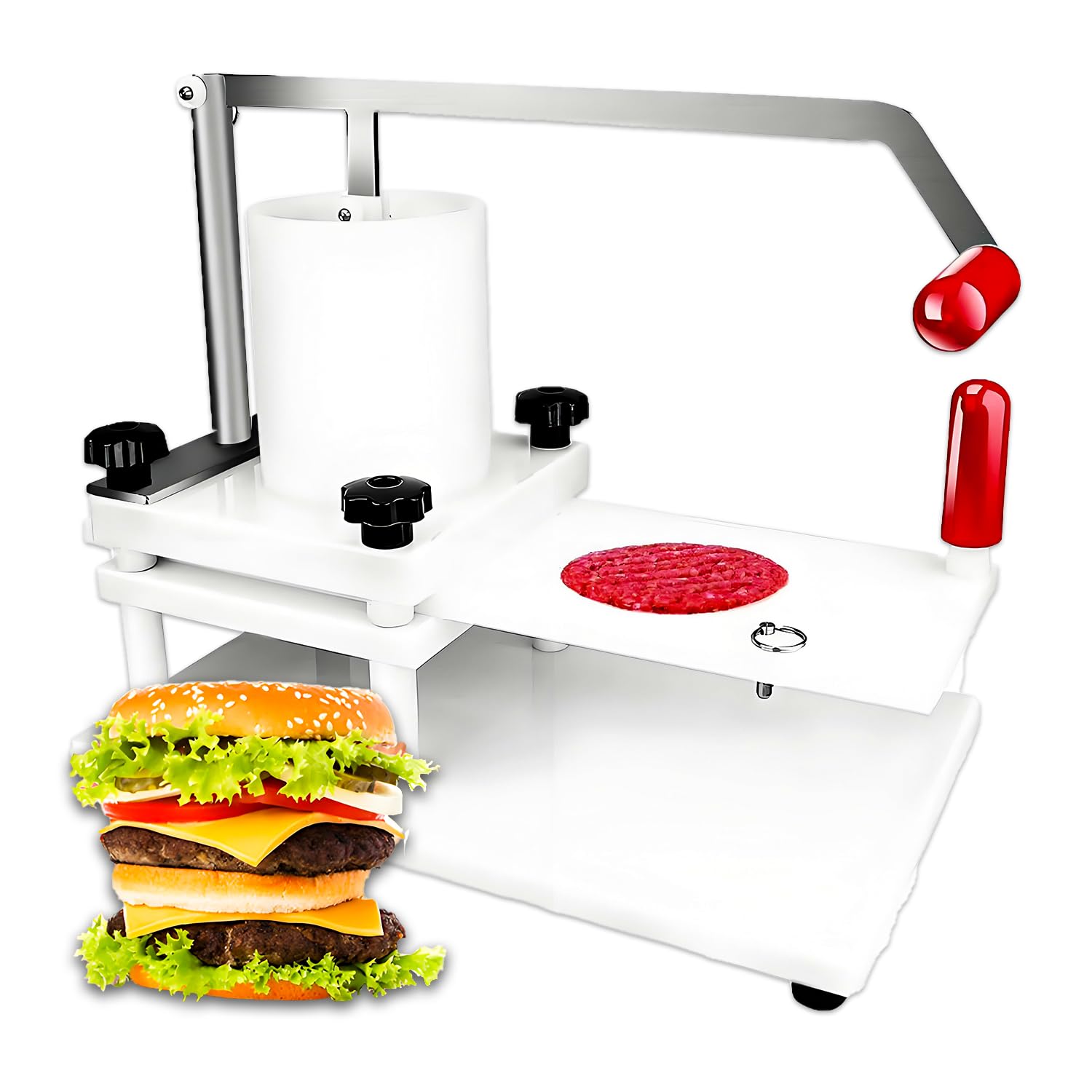 Burger Patty Maker & 3-stufige Verwendung, lebensmittelechtes PE & Anti-Rutsch-Pads, perfekt für einheitliche Fleisch- und Reisburger