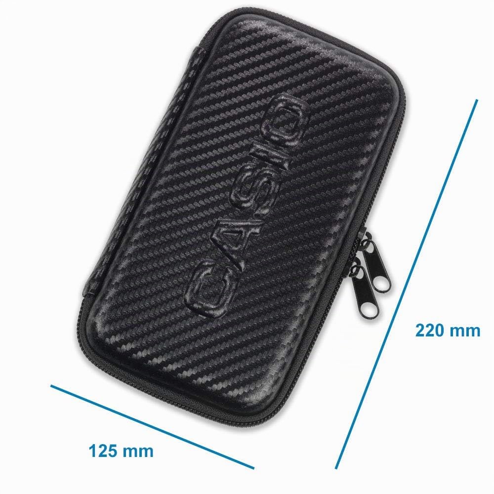 Casio Graph-Case, Schutztasche für Grafikrechner, schwarz, Carbon Design, mit Innentasche für Zubehör, 12.5 x 22 x 3.8 cm