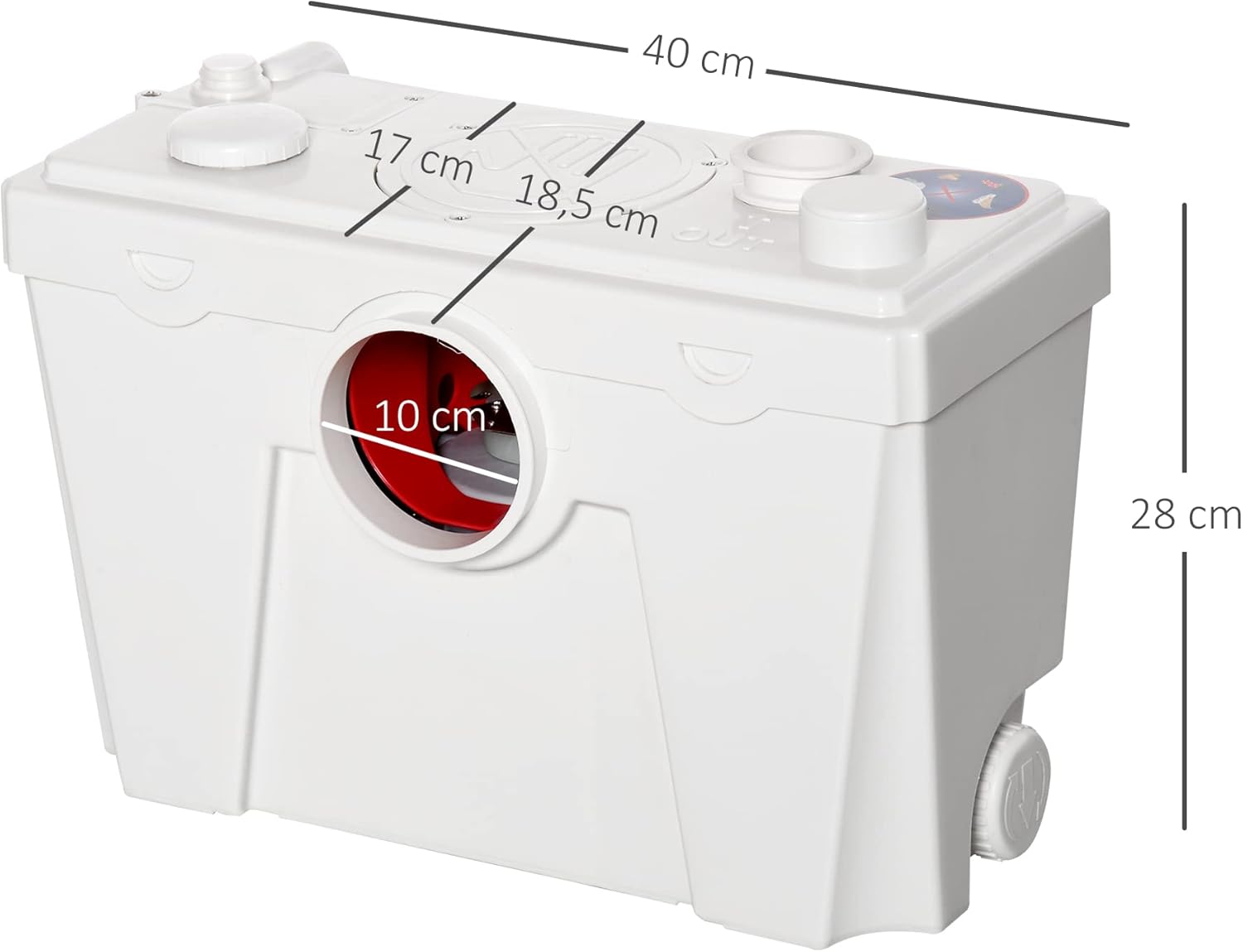 Dimensions diagram of the HOMCOM Macerating Pump
