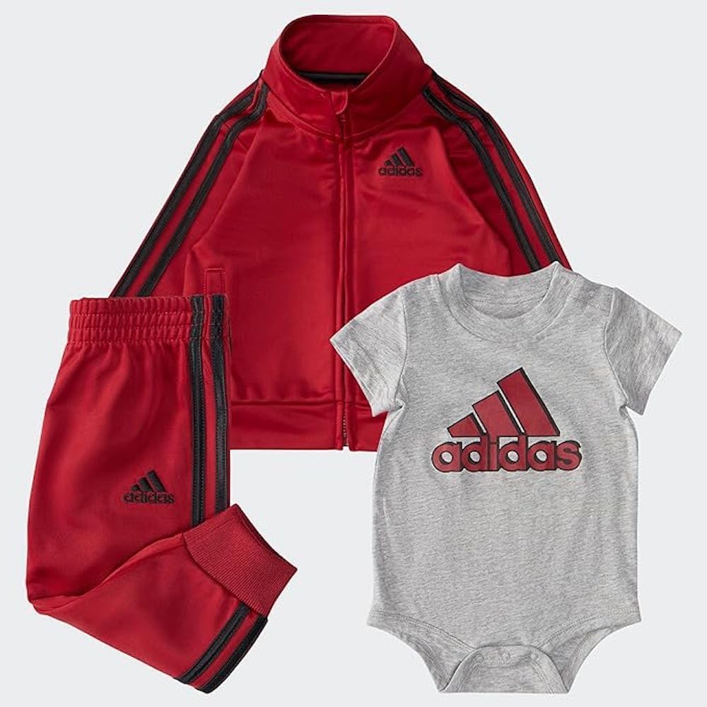 adidas Three-Piece Bodyshirt Tricot Set Kids', Red, Size 6MO