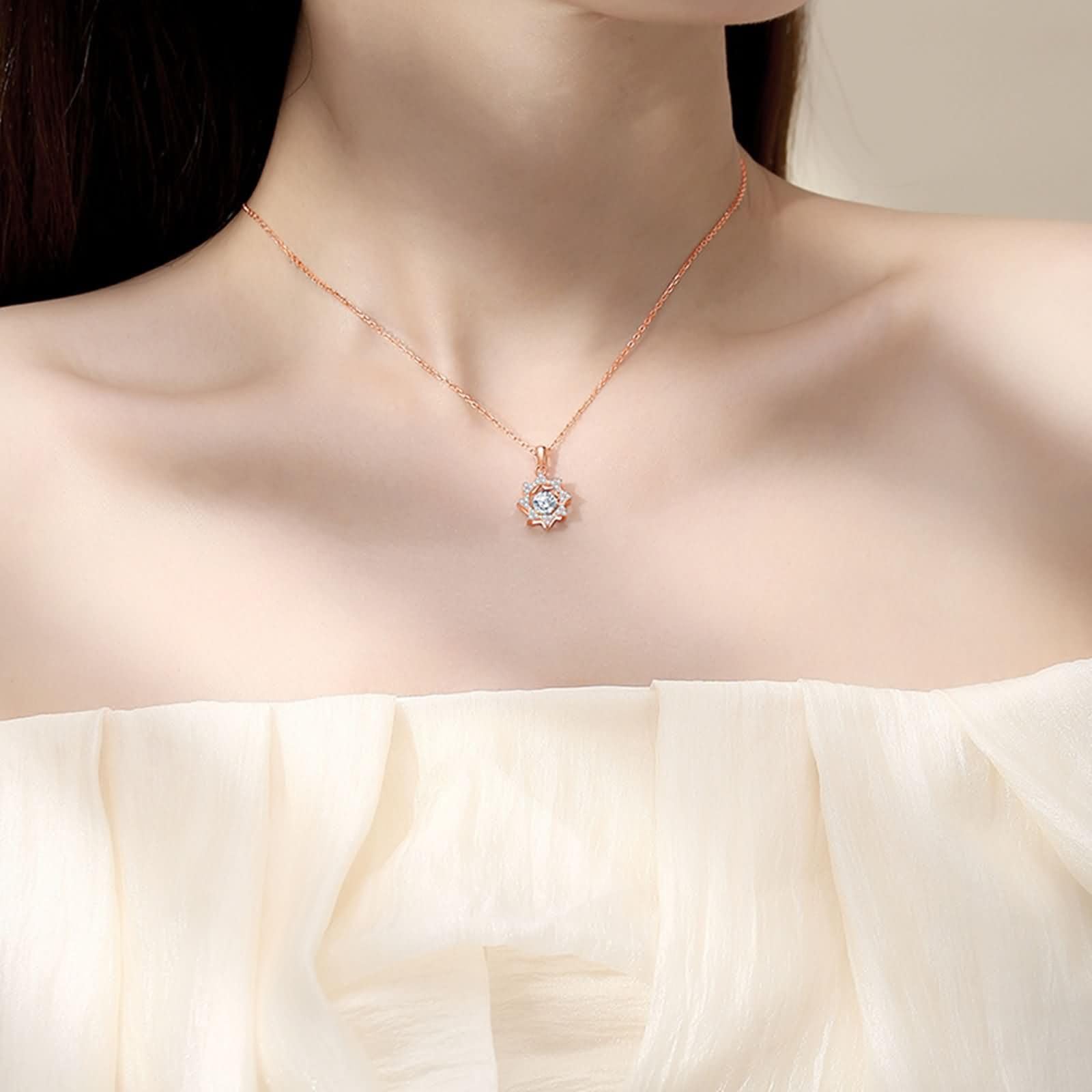 Collar con colgante de cadena de oro blanco de 9 K/14 K/18 K para mujer, en forma de estrella con moissanita de 0,5 quilates, collar azul plateado para mujer