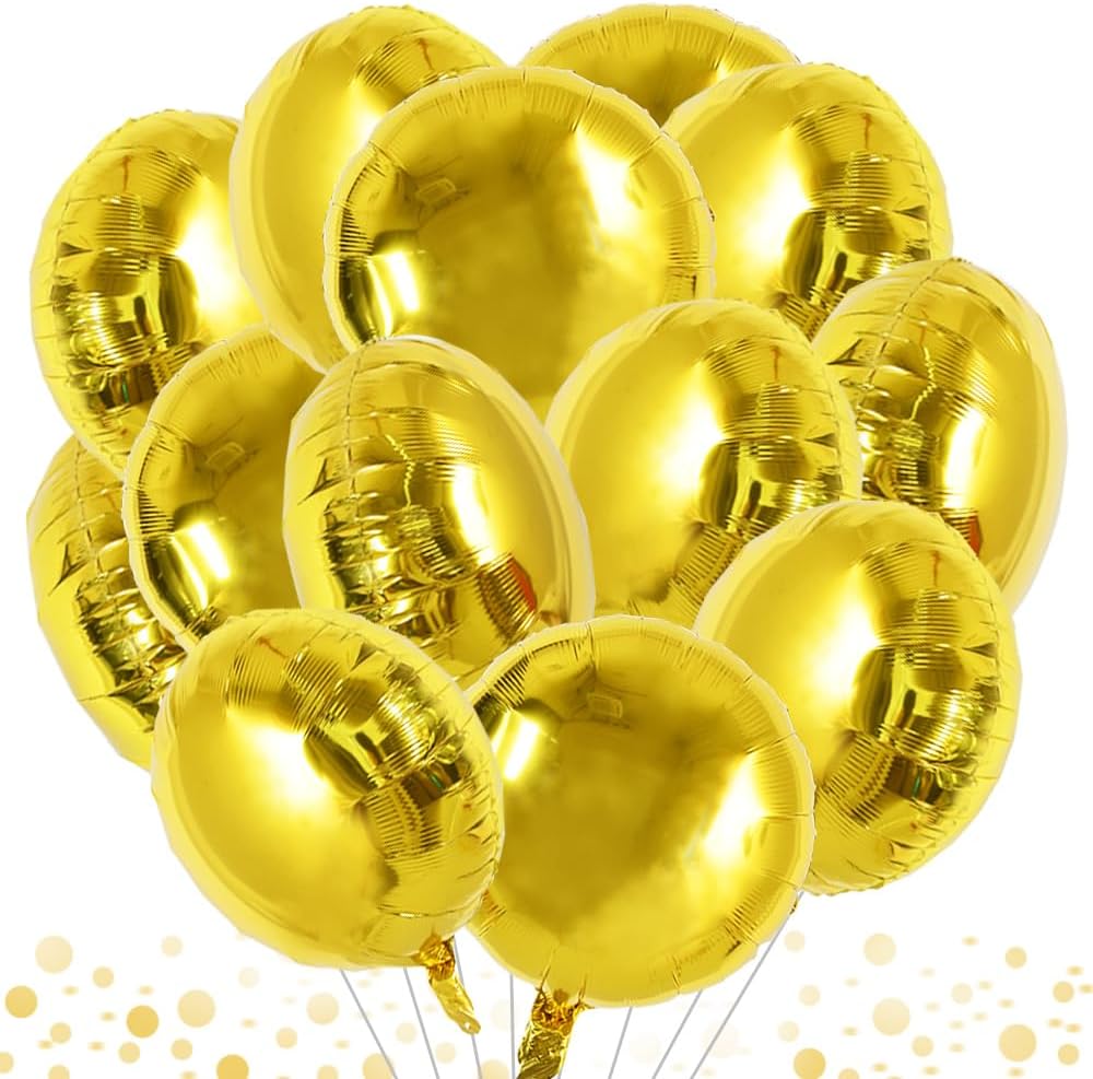 TONIFUL 30Pcs 18 Inch Large Colorful Round Shape Foil Balloons Big Colorful Circle Helium Mylar Ballons for Birthday Wedding Baby Shower Anniversary Engagement Party Decor Supplies