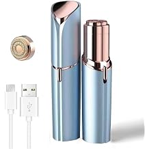 Rechargeable Facial Hair Removal for Women - as Seen on TV Painless Face Shaver - Electric Hair Remover for Face Lips Peach Fuzz with Light with 1 Replacement Heads Blue