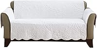 Vista 7 de SureFit Heirloom - Funda acolchada de algodón para muebles con borde festoneado, funda para sofá biplaza, apta para mascotas, lavable a máquina, Gris