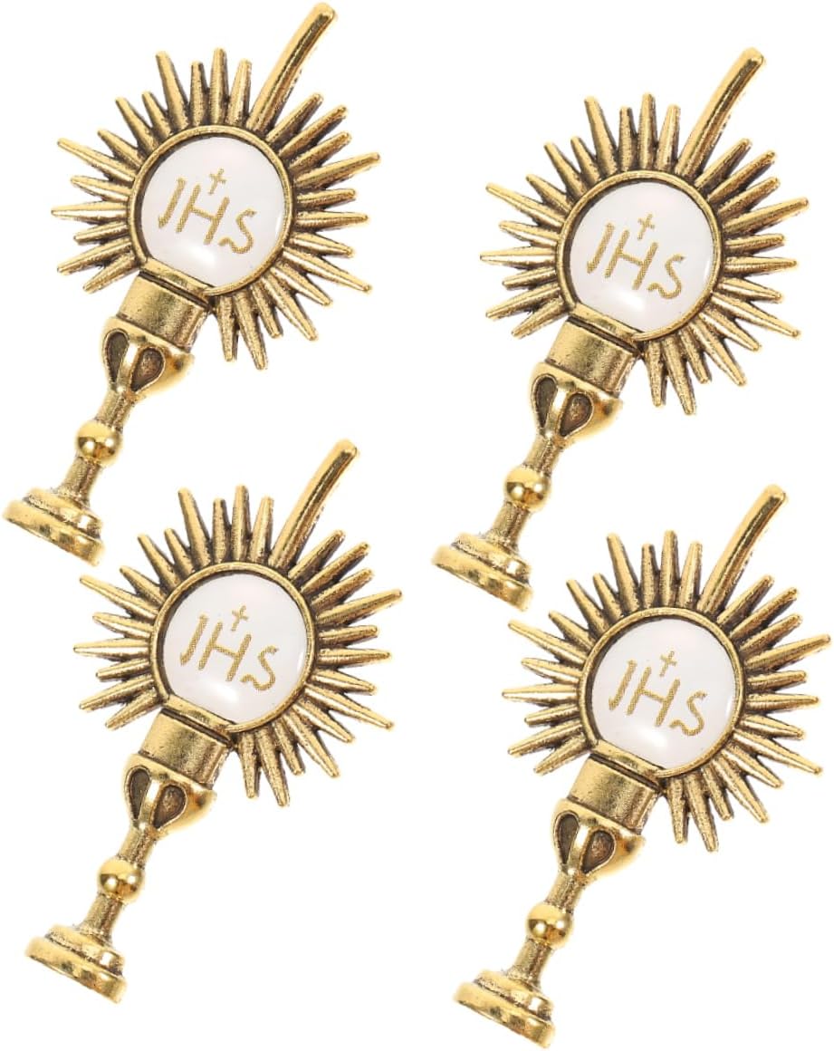 4pcs First Communion Brooch Chalice and Cross Religious Accessories for Boys and Girls Lightweight Tie for Catholic Celebrations