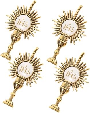 4pcs First Communion Brooch Chalice and Cross Religious Accessories for Boys and Girls Lightweight Tie for Catholic Celebrations